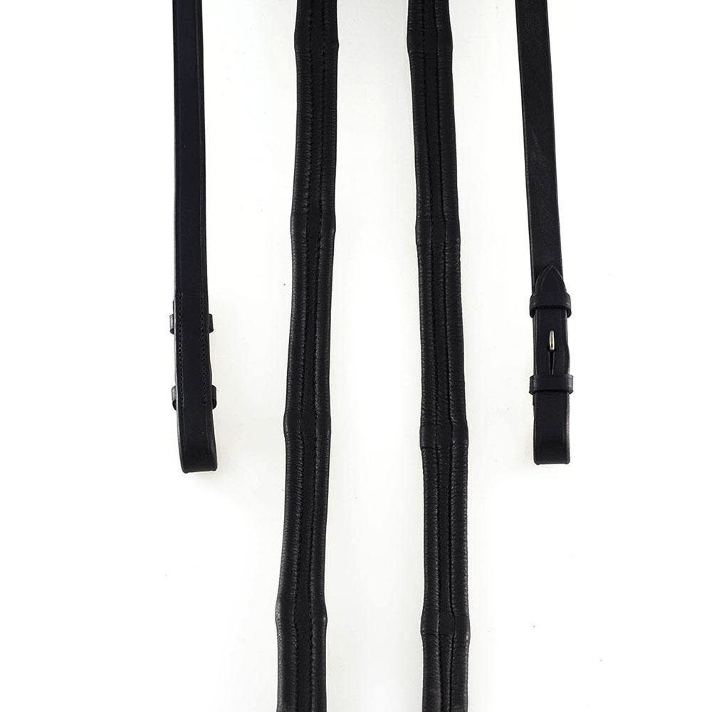 PADDED LEATHER 6/8 BILLETS BLACK REINS - Flexible Fit Equestrian Australia