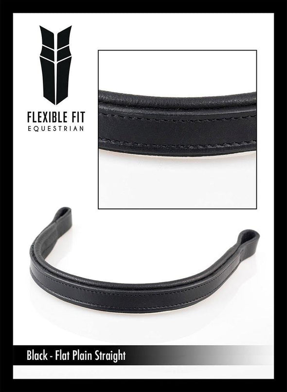 PLAIN FLAT PADDED - BLACK BROWBAND - Flexible Fit Equestrian Australia