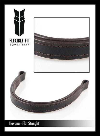 PLAIN FLAT PADDED - HAVANA BROWBAND - Flexible Fit Equestrian Australia