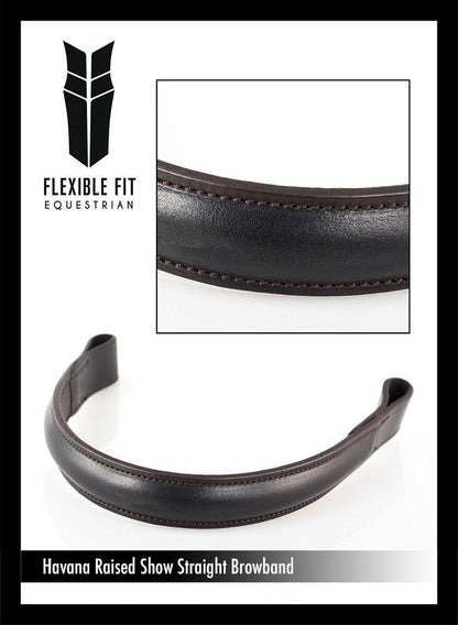 Plain Raised Show - Havana Browband - Flexible Fit Equestrian Australia