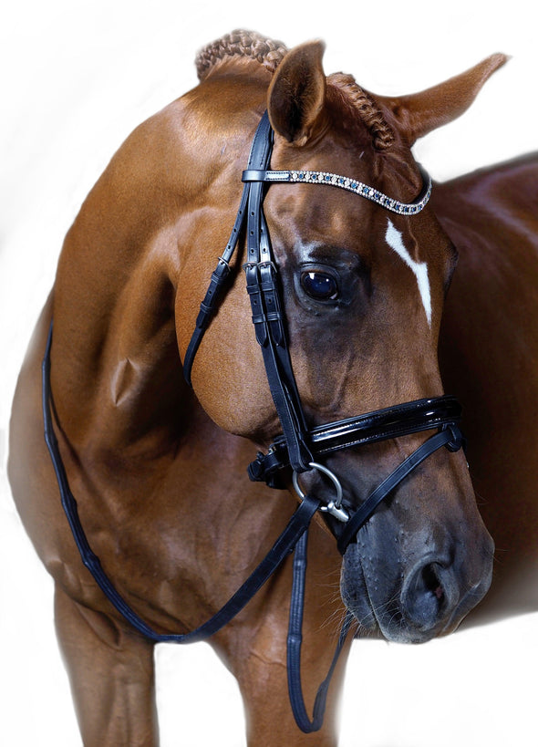 Premium Black Snaffle Bridle 'Emily' - Flexible Fit Equestrian Australia