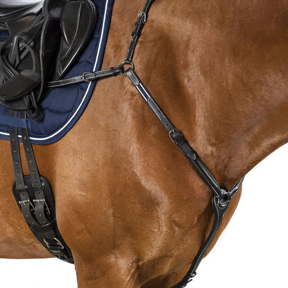 RAISED LEATHER BREASTPLATE - BLACK - Flexible Fit Equestrian Australia