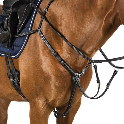 RAISED LEATHER BREASTPLATE - BLACK - Flexible Fit Equestrian Australia