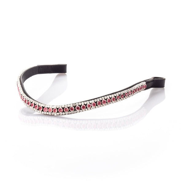 Rose Pink and Clear Thin Wave - Black Browband