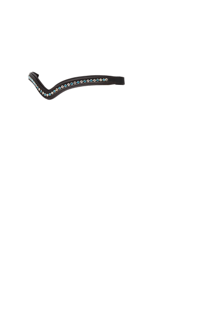 SKY BLUE AND CLEAR V MID THIN - HAVANA BROWBAND - Flexible Fit Equestrian Australia