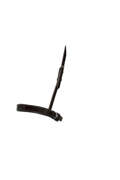 STRAIGHT FLAT PATENT CONVERTER CRANK - HAVANA SNAFFLE/DOUBLE NOSEBAND - Flexible Fit Equestrian Australia