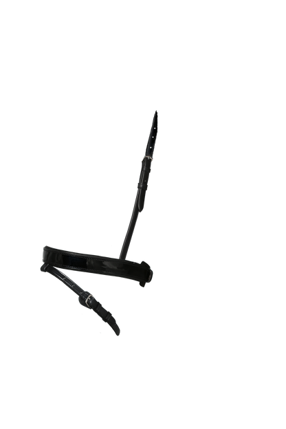 STRAIGHT FLAT PATENT HANOVERIAN EVENTER - BLACK NOSEBAND - Flexible Fit Equestrian Australia