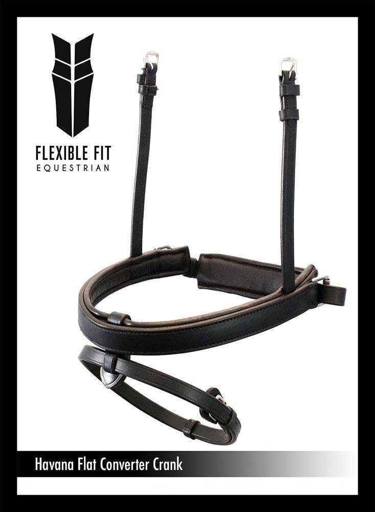 STRAIGHT FLAT PLAIN CONVERTER CRANK - HAVANA SNAFFLE/DOUBLE NOSEBAND - Flexible Fit Equestrian Australia