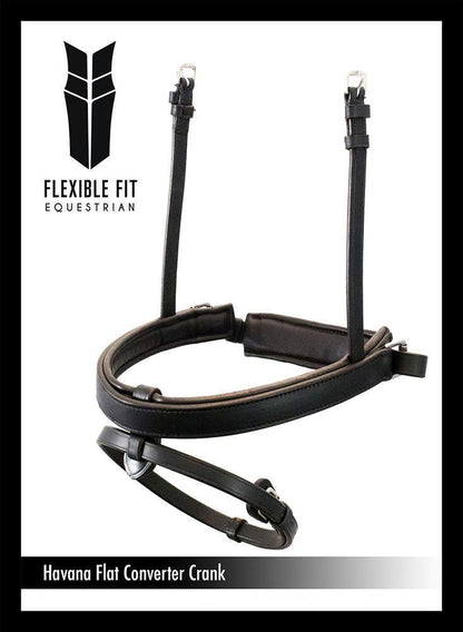 STRAIGHT FLAT PLAIN CONVERTER CRANK - HAVANA SNAFFLE/DOUBLE NOSEBAND - Flexible Fit Equestrian Australia