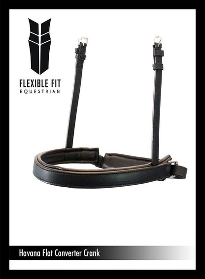 STRAIGHT FLAT PLAIN CONVERTER CRANK - HAVANA SNAFFLE/DOUBLE NOSEBAND - Flexible Fit Equestrian Australia