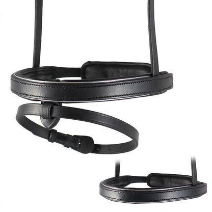 Straight Flat Plain Silver Pipe Converter Eventer - Black Snaffle/Double Noseband - Flexible Fit Equestrian Australia
