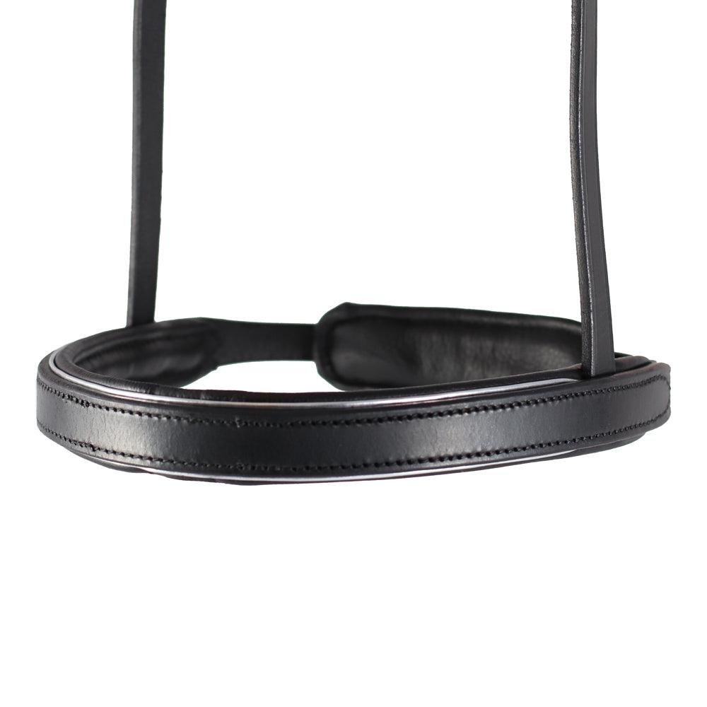 Straight Flat Plain Silver Pipe Converter Eventer - Black Snaffle/Double Noseband - Flexible Fit Equestrian Australia