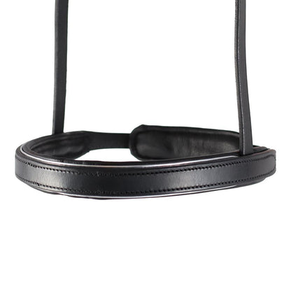 Straight Flat Plain Silver Pipe Converter Eventer - Black Snaffle/Double Noseband - Flexible Fit Equestrian Australia