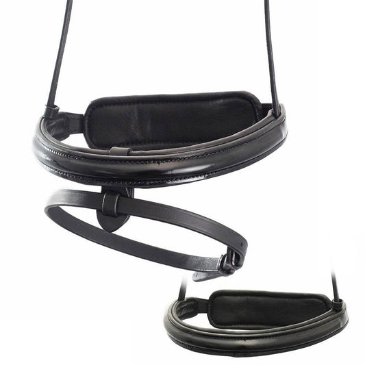 STRAIGHT RAISED PATENT CONVERTER EVENTER - BLACK SNAFFLE/DOUBLE NOSEBAND - Flexible Fit Equestrian Australia
