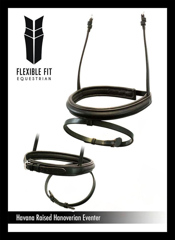 STRAIGHT RAISED PLAIN HANOVERIAN EVENTER - HAVANA NOSEBAND - Flexible Fit Equestrian Australia