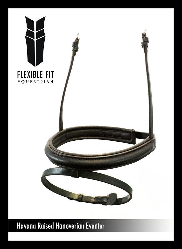 STRAIGHT RAISED PLAIN HANOVERIAN EVENTER - HAVANA NOSEBAND - Flexible Fit Equestrian Australia