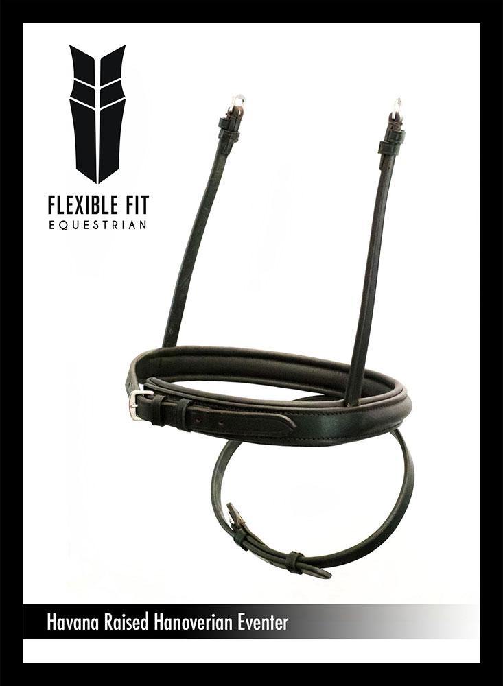STRAIGHT RAISED PLAIN HANOVERIAN EVENTER - HAVANA NOSEBAND - Flexible Fit Equestrian Australia