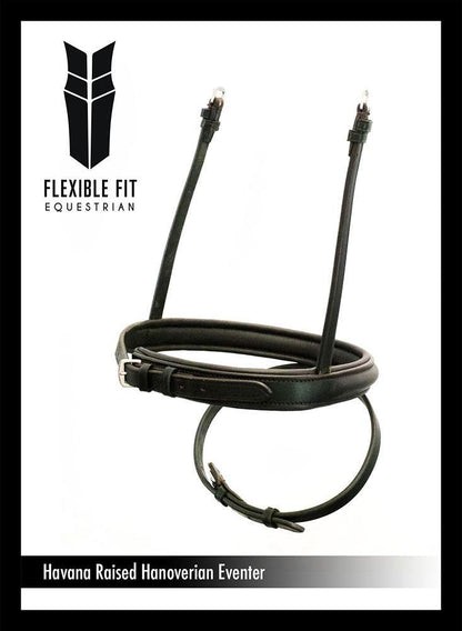 STRAIGHT RAISED PLAIN HANOVERIAN EVENTER - HAVANA NOSEBAND - Flexible Fit Equestrian Australia