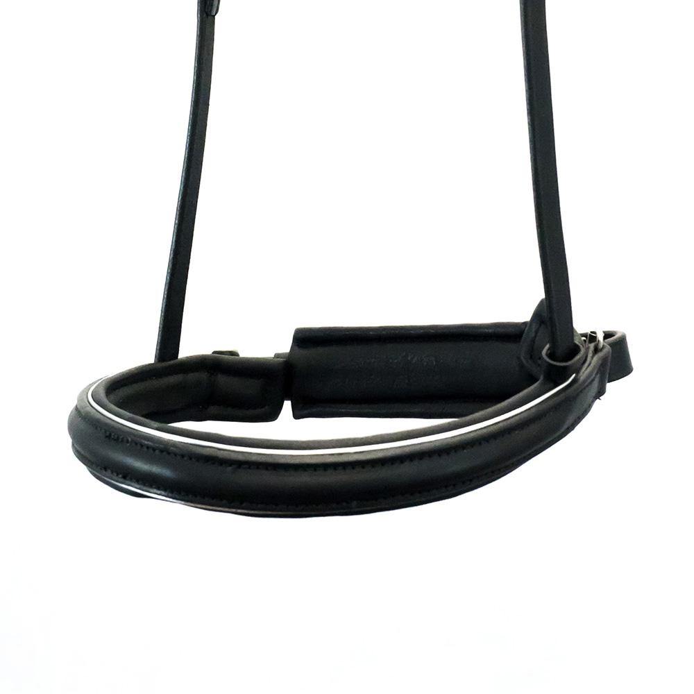 STRAIGHT RAISED SILVER PIPE CONVERTER CRANK - BLACK SNAFFLE/DOUBLE NOSEBAND - Flexible Fit Equestrian Australia