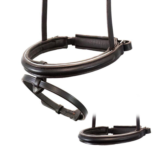 STRAIGHT RAISED  SILVER PIPE CONVERTER CRANK - HAVANA SNAFFLE/DOUBLE NOSEBAND - Flexible Fit Equestrian Australia