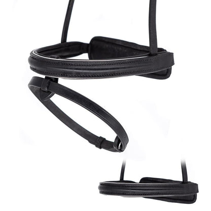 STRAIGHT RAISED SILVER PIPE CONVERTER EVENTER - BLACK SNAFFLE/DOUBLE NOSEBAND - Flexible Fit Equestrian Australia