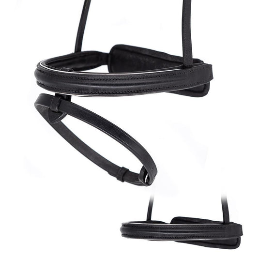 STRAIGHT RAISED SILVER PIPE CONVERTER EVENTER - BLACK SNAFFLE/DOUBLE NOSEBAND - Flexible Fit Equestrian Australia