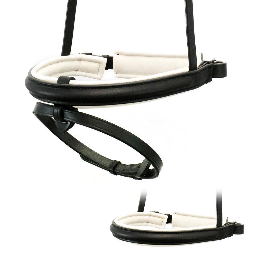 STRAIGHT RAISED WHITE PADDED CONVERTER CRANK - BLACK SNAFFLE/DOUBLE NOSEBAND - Flexible Fit Equestrian Australia