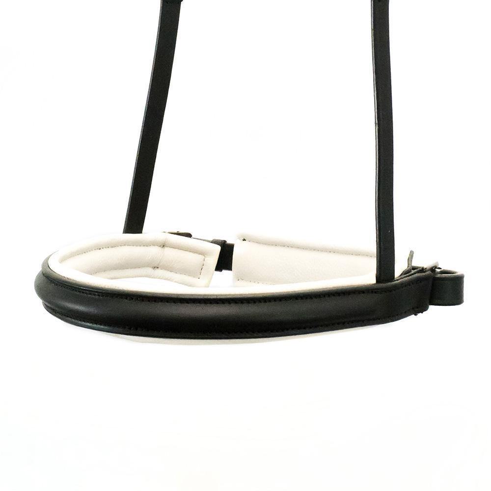 STRAIGHT RAISED WHITE PADDED CONVERTER CRANK - BLACK SNAFFLE/DOUBLE NOSEBAND - Flexible Fit Equestrian Australia