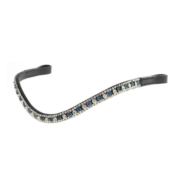 TURQUOISE AND CLEAR THIN CRYSTAL WAVE - BLACK BROWBAND - Flexible Fit Equestrian Australia