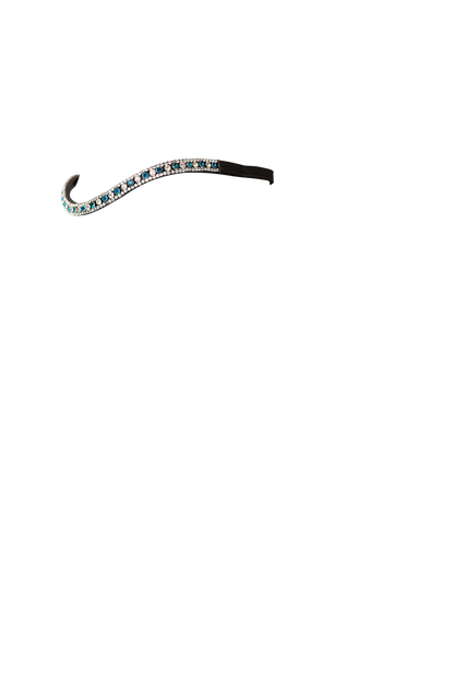 TURQUOISE AND CLEAR THIN CRYSTAL WAVE - HAVANA BROWBAND - Flexible Fit Equestrian Australia