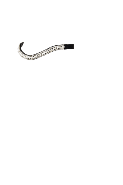 White Pearl with Clear Crystal Wave - Black Browband - Flexible Fit Equestrian Australia