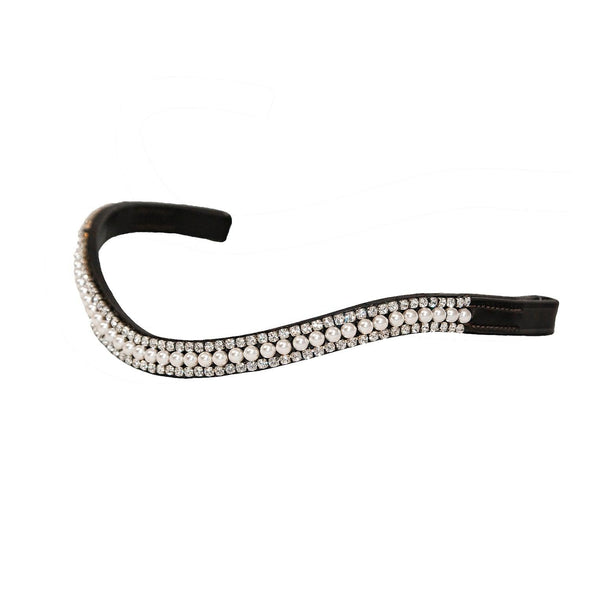 White Pearl with Clear Crystal Wave - Havana Browband - Flexible Fit Equestrian Australia