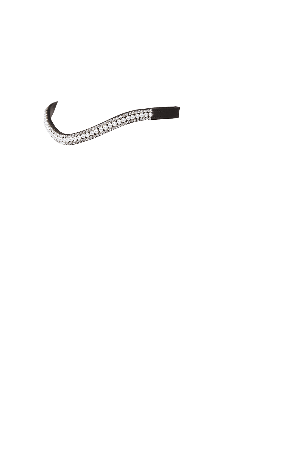 White Pearl with Clear Crystal Wave - Havana Browband - Flexible Fit Equestrian Australia